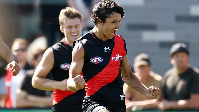 As is Alwyn Davey Jnr, who booted Essendon’s first goal on Friday. Picture: Michael Klein