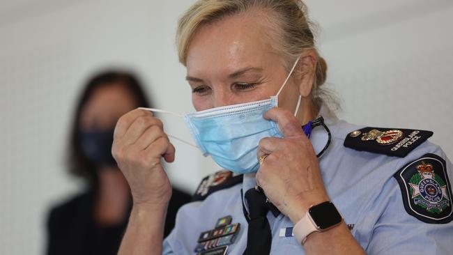 Police Commissioner Katarina Carroll addresses the media at a press conference. Picture: NewsWire / Sarah Marshall