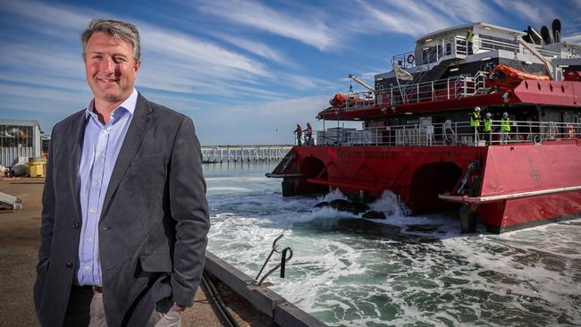 Austal chief executive Patrick Gregg at the company’s shipbuilding facility in Henderson, WA. Picture: Colin Murty / The Australian