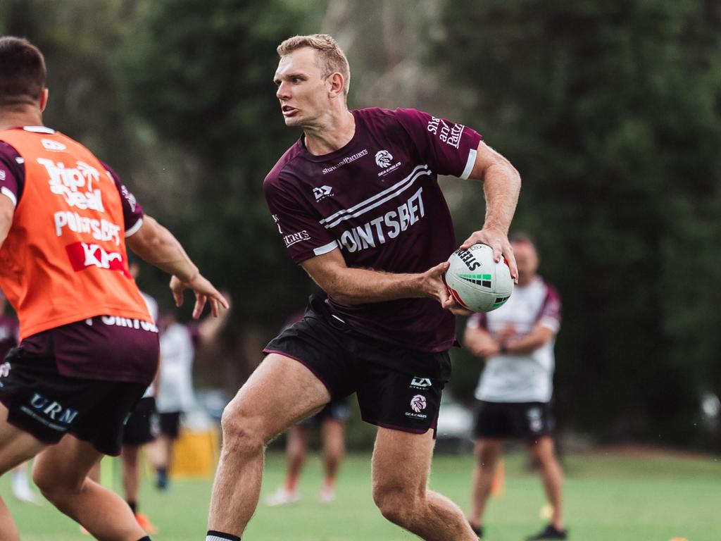 Tom Trbojevic will start the season at fullback. Picture: Alfred Naupoto (Manly Media)