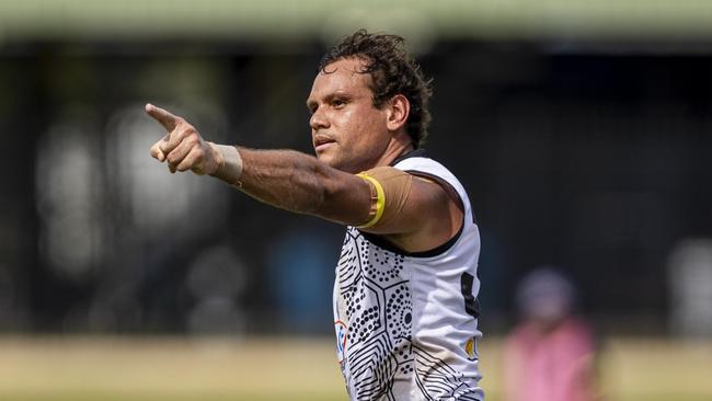 Steven Motlop playing for Southern Districts against the Tiwi Bombers in Round 16 of the 2024-25 NTFL season. Picture: Pema Tamang Pakhrin