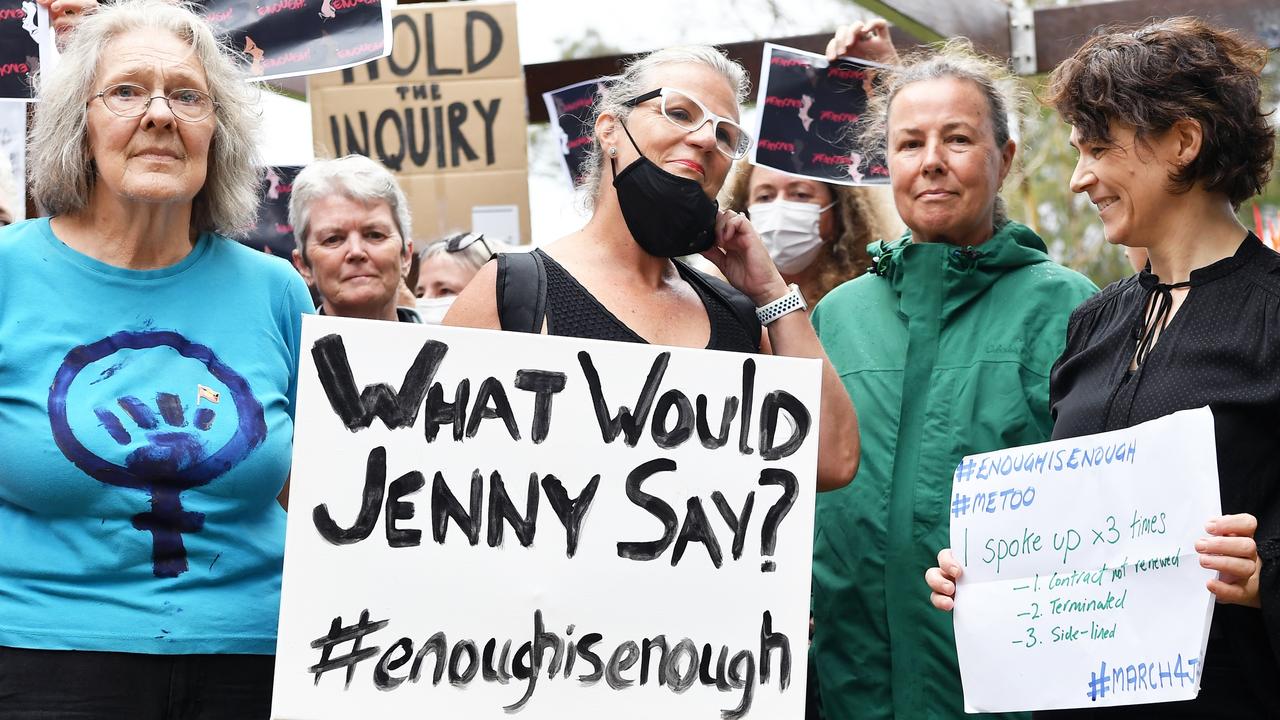 Protesters at the Sunshine Coast’s March 4 Justice at Cotton Tree on Monday. Picture: Patrick Woods.