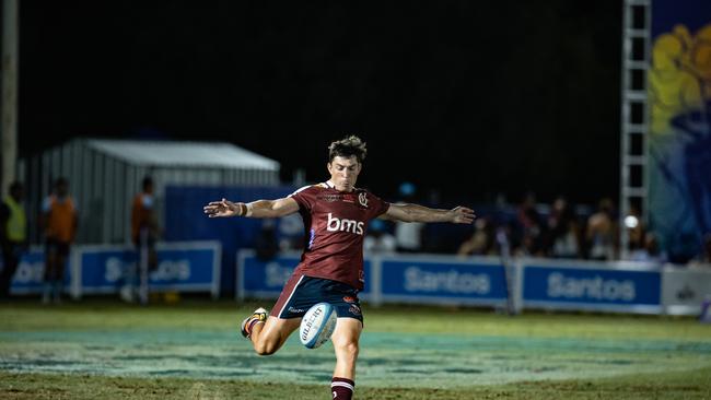 Jock Campbell in action during the Queensland Reds trial match against the New South Wales Waratahs. Photo credit: Anthony Wingard/ QRU.