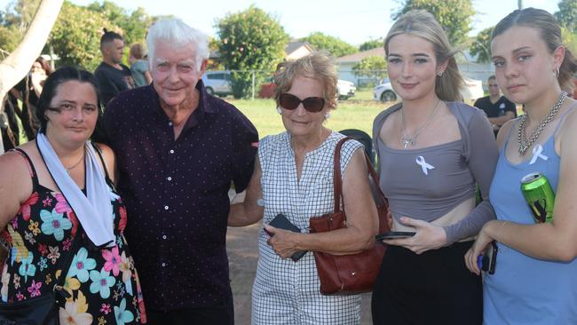 Event organiser Jacintah Mahoney with the parents of Allison Baden-Clay, Geoff and Priscilla Dickie, along with Krystle's friends Madison Gill and Sam Bailey. Picture: Nicola McNamara