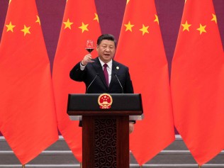 (FILES) In this file photo China's President Xi Jinping raises his glass and proposes a toast at the end of his speech during the welcome banquet for leaders attending the Belt and Road Forum at the Great Hall of the People in Beijing on April 26, 2019. - The global infrastructure plan announced by G7 leaders aims to offer developing nations a credible alternative to China's much-criticized Belt and Road Initiative -- but it faces major hurdles on the ground, especially if Beijing's hiccups are any indication.  US President Joe Biden was able to convince the G7 to sign onto the initiative, drawing allies into Washington's strategic rivalry with Beijing, under a plan titled "Build Back Better World" (B3W) that aims to provide hundreds of billions in infrastructure investment to developing nations. (Photo by Nicolas ASFOURI and NICOLAS ASFOURI / POOL / AFP)