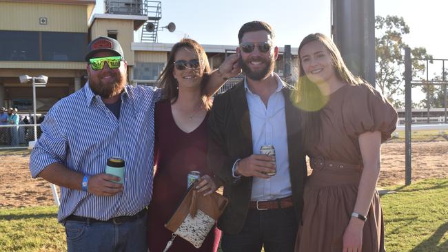 Spectators cheer on as they watch the B Grade St George vs Condamine match at the Roma Rugby Races at Bassett Park. Picture: Chloe Cufflin.