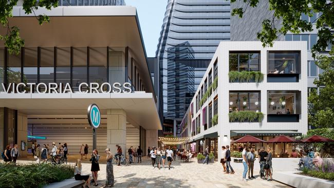 Construction has begun on Lendlease's commercial tower above the upcoming Victoria Cross metro station in North Sydney.