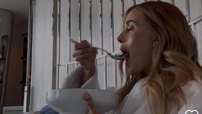 Influencer Rebecca Judd tucks into yet another free meal.