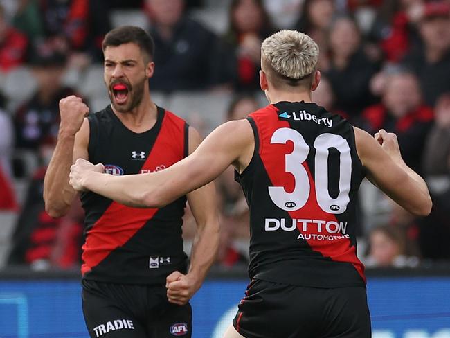 Kyle Langford celebrates an early goal. Picture: Daniel Pockett/Getty Images