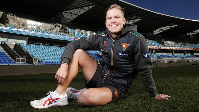 Tasmanian Tigers player Nathan Ellis as the team returns back to training at Blundstone Arena, Bellerive. Picture: ZAK SIMMONDS