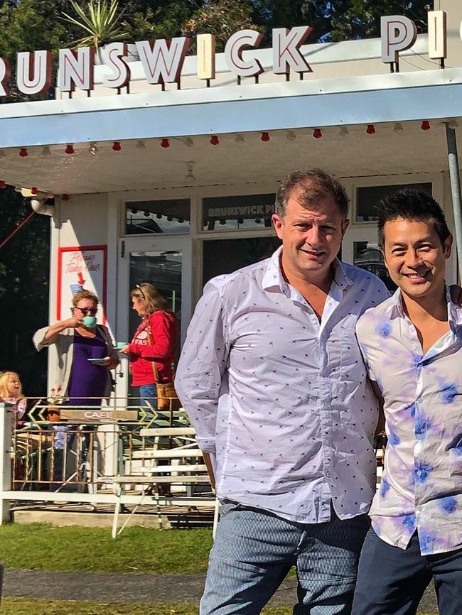 Brett Haylock with Chris Chen outside the Brunswick Picture House.