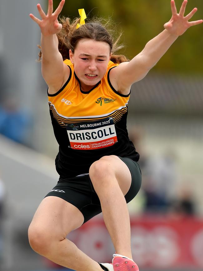 Millie Driscoll (WA) competes in the Girls U13 Long Jump.