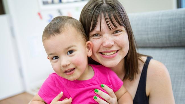 Bianca Vella, 2, pictured with mum Danielle, was admitted to hospital twice with influenza this winter. Picture: Mark Stewart