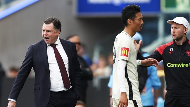 Adelaide United coach Carl Veart (left) wants his side to show more desperation. Picture: Matt King/Getty Images