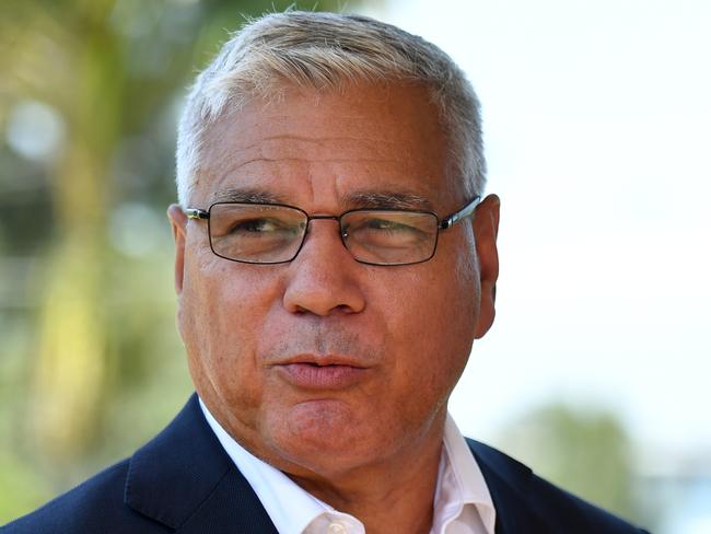 Liberal candidate for Gilmore Warren Mundine and Prime Minister Scott Morrison at a press conference at the Nowra Golf Club in Nowra, Wednesday, January 23, 2019. The Liberal party has announced former ALP president Warren Mundine as its candidate for Gilmore. (AAP Image/Mick Tsikas) NO ARCHIVING