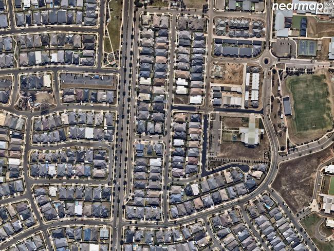 Oran Park is now home to 8000 residents. This picture taken in September. Picture: Nearmap