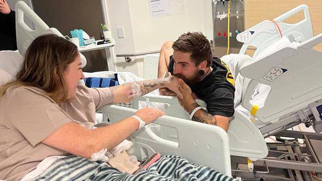 Sam suffered an upper leg break and a lower leg break, along with significant ligament and knee trauma. Picture: Supplied