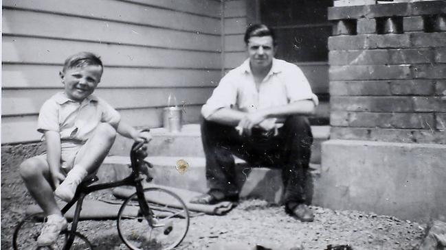 Charles with his late dear dad (who was also named Charles) in Tarraleah. Picture: Supplied