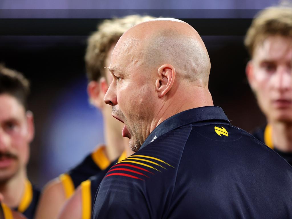 Matthew Nicks has a decision to make around his talls. Picture: Sarah Reed/AFL Photos via Getty Images.