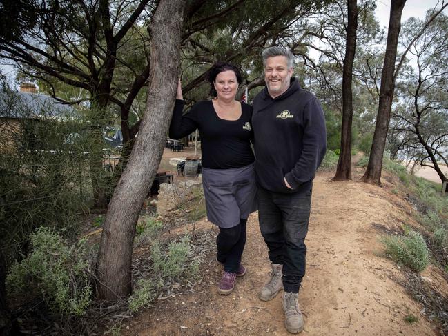 Overland Corner Hotel owners Brad and Nicole Flowers. Picture Emma Brasier