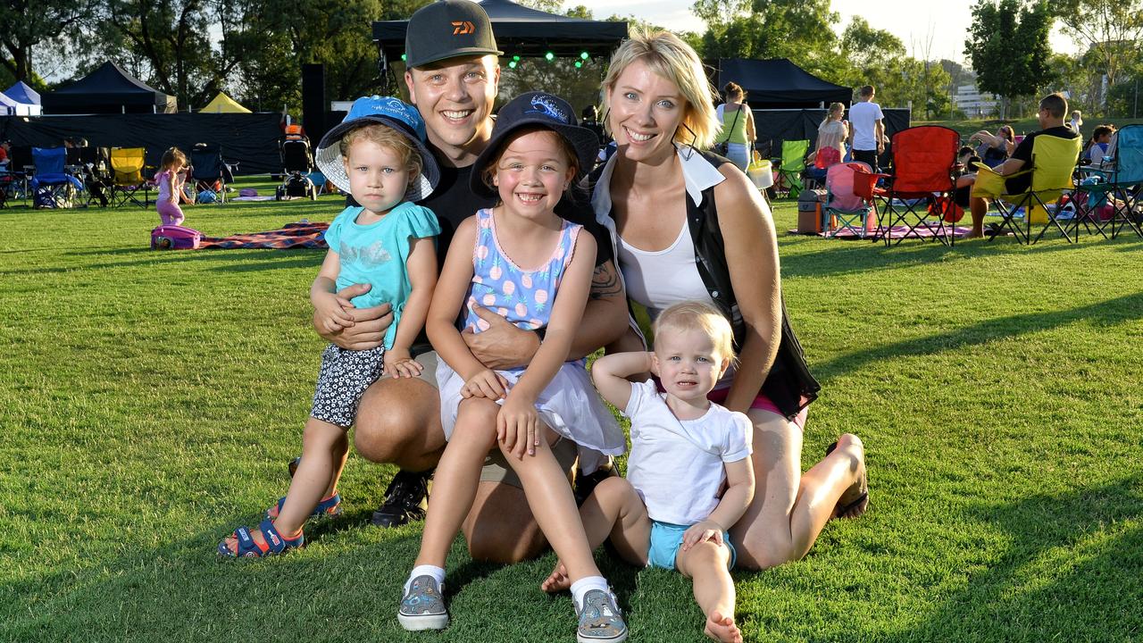 2017: Rob and Nez Gaden with Sadie, Asha, Elka at the Ipswich New Year’s Eve celebration at North Ipswich Reserve.