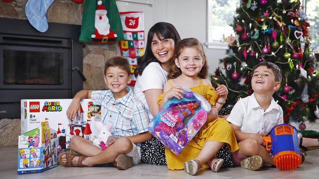 Vanessa Cantazaro with her sons Leonardo (left) and Alessio (right), and her niece Angelina. Picture: Sam Ruttyn