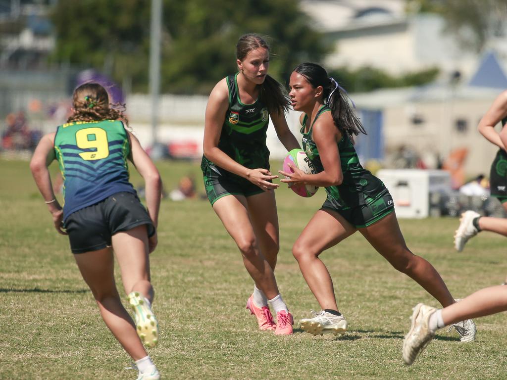Cavendish Road State High V Innisfail State High at the 2024 Gold Coast Titans All Schools Touch Football Picture: Glenn Campbell