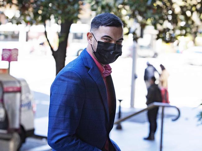 SYDNEY, AUSTRALIA - NewsWire Photos JUNE 6, 2022: Guy Sebastian gets coffee outside the Downing Centre local court on Monday. Sebastian is suing his former manager Titus Day for fraud. Picture: NCA NewsWire / Nikki Short