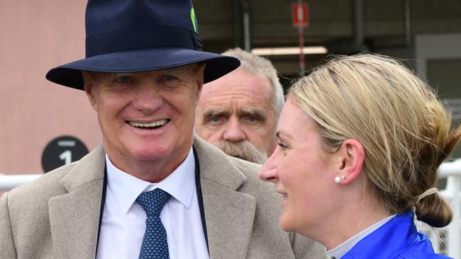 MELBOURNE, AUSTRALIA - SEPTEMBER 21: Colin McKenna is seen with Jamie Kah riding after Another Wil won Race 5, the Millennium Testa Rossa Stakes - Betting Odds during Melbourne Racing at Caulfield Racecourse on September 21, 2024 in Melbourne, Australia. (Photo by Vince Caligiuri/Getty Images)