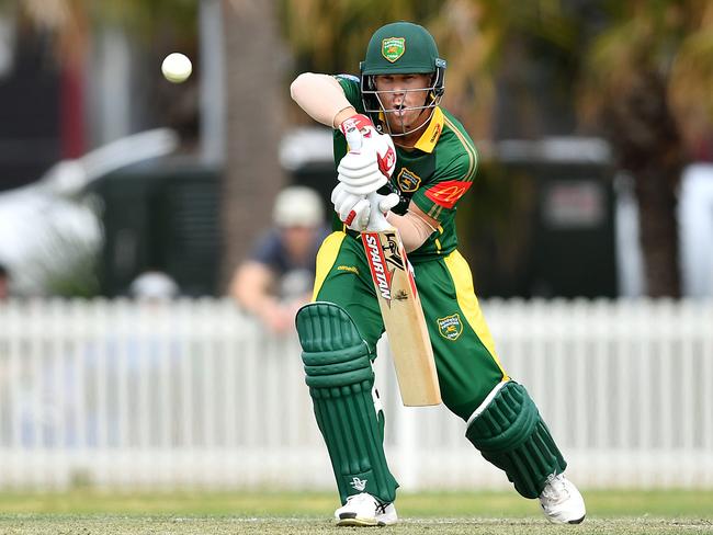 Randwick Petersham batsman David Warner smashed 155 not out for his grade club on Saturday. Picture: AAP Image