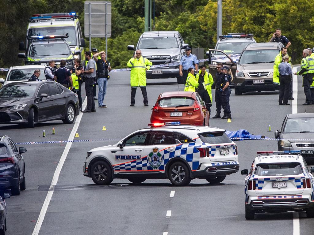 Police on scene at the Arundel shooting this morning. Picture: Nigel Hallett