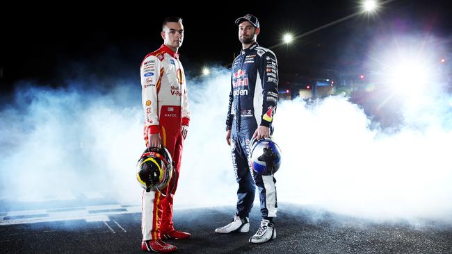 DAILY TELEGRAPH - Pictured at Sydney Motorsport Park ahead of this weekends Supercars night race, is Shane Van Gisbergen and Scott McLaughlin. Picture: Tim Hunter.