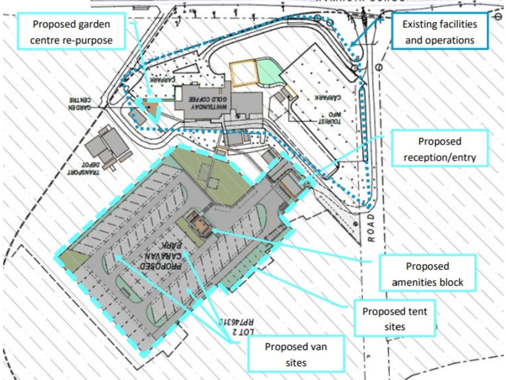 Plans include motel rooms, van parking spots, communal areas and an amenities block.