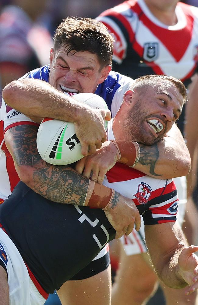 James Tedesco and the Roosters were comprehensively outplayed by the Knights. Picture: Mark Metcalfe/Getty Images