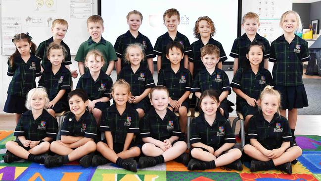 My First Year: St Lukes anglican School, Prep C. Back row from left: Huey A , Atticus F, Rose J, Joshua K, Brou K, Hugh M, Nina S.Middle row from left: Kelsi A, Skye L, Aurora M, Madison K, Cameron Q, Jac R, Teresa T. Front row from left: Sofia K, Tomer H, Sasha W, Liam H, Lillee S, Ella L.Picture: Patrick Woods.