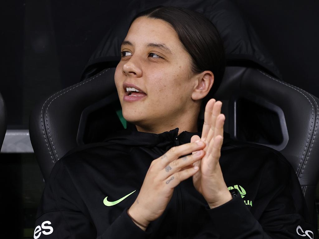Sam Kerr got a huge reception whenever she was shown on the big screen. (Photo by Darrian Traynor/Getty Images)