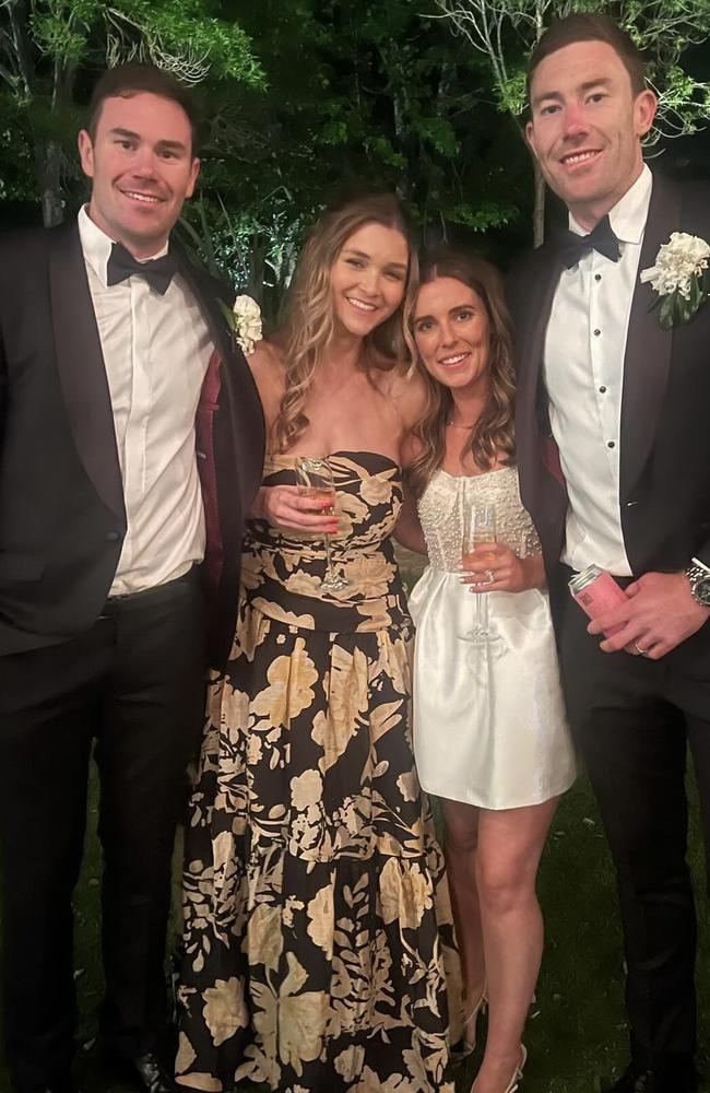 Mitch and Kirsten McGovern with Jeremy McGovern and Madison Williams at their wedding in Busselton WA. Picture: Instagram