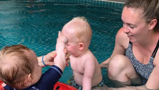 Sydney mum Natalie Grenfell says apartments with amenities like pools are perfect for young families. Picture: Supplied.