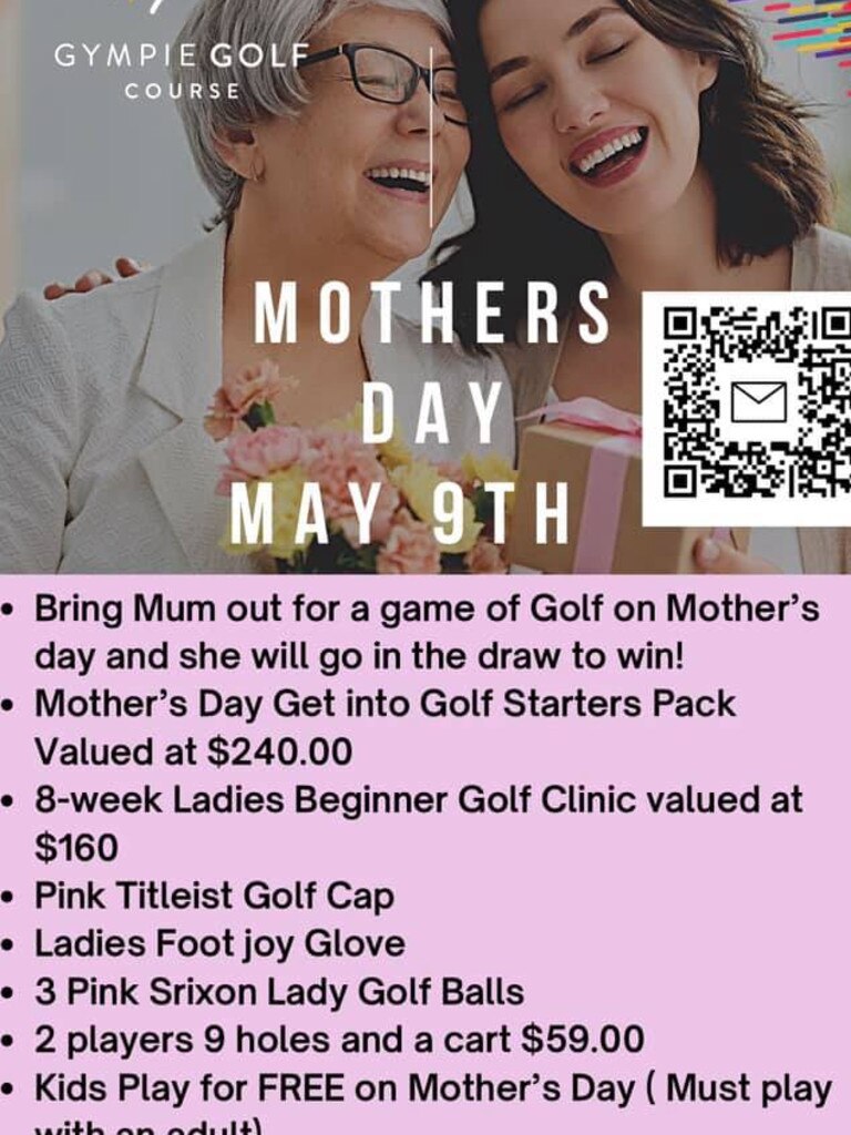 Special Mother's Day promo at the Gympie Golf Course