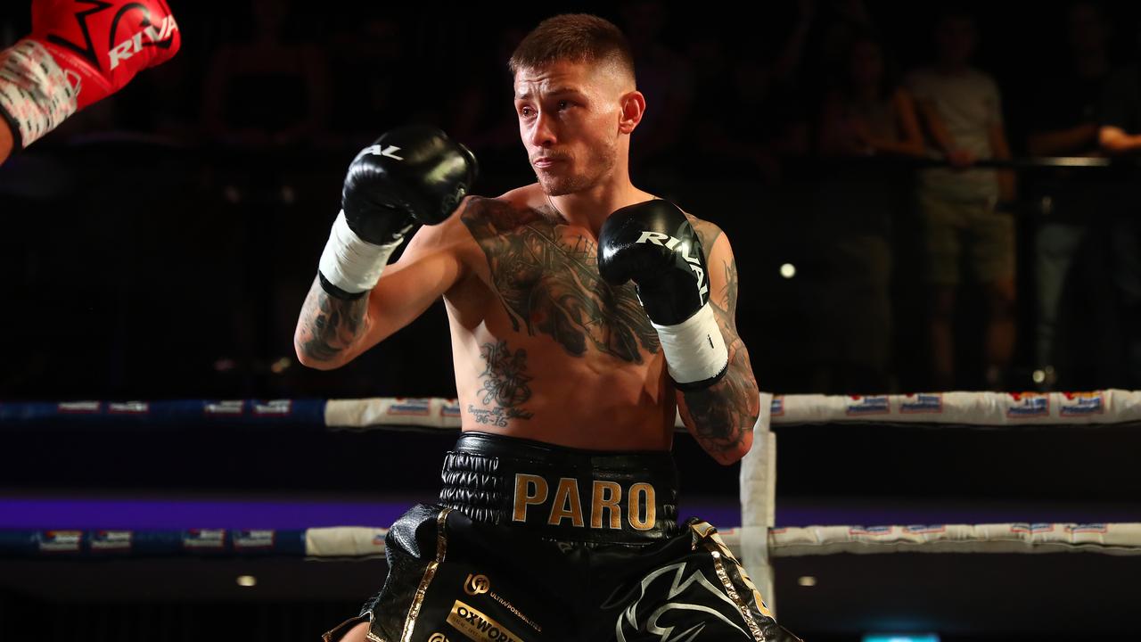 Liam Paro in action against Terry Tzouramanis during the WBO Global &amp IBF International Super Lightweight Title bout at Eatons Hill (Photo by Chris Hyde/Getty Images)