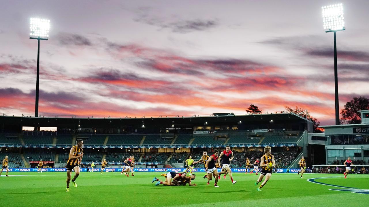 A general view is seen during the AFL Marsh Community Series pre-season match at UTAS Stadium in Launceston. Picture: Michael Dodge