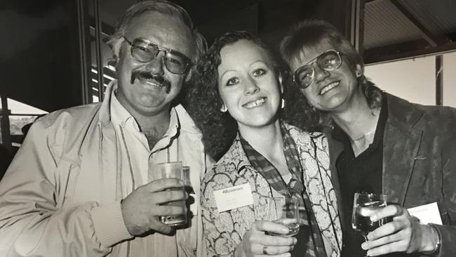 Steve Menzies with former Centralian Advocate staffers Carmel Sears and Paul Urban.