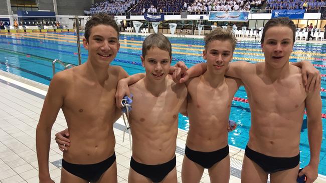 The Brisbane Grammar School 14 years 4x50m relay team helped their school finish with a flourish at the GPS swimming championship.