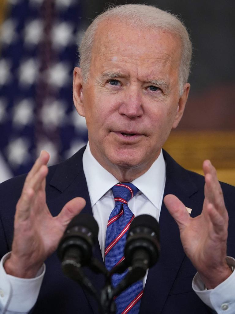 US President Joe Biden speaks about the March jobs report at the White House. Picture: Mandel Ngan/AFP