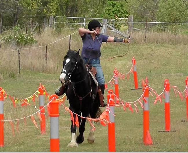 BULLSEYE: Tania Ross  competes in the   Outback Equines Spring Horse Archery Tournament. Picture: Photo Contributed