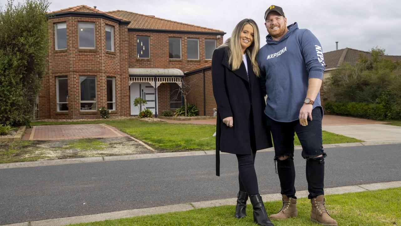 Unfortunately for budding buyers, the best time to buy was “12 months ago”. Or perhaps three years ago, like Jordon and Lara Brosnan in Patterson Lakes home. Picture: Wayne Taylor