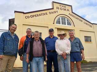 Tyson Golder, Ken Dawes, Ray Howson, Mark Edwards, Dennis Giles and Ken Beitz are working to restore the Roma Butter Factory. Picture: Jorja McDonnell