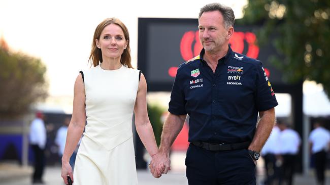 Gerri Halliwell and Christian Horner prior to the F1 Grand Prix in Bahrain. Picture: Getty Images.