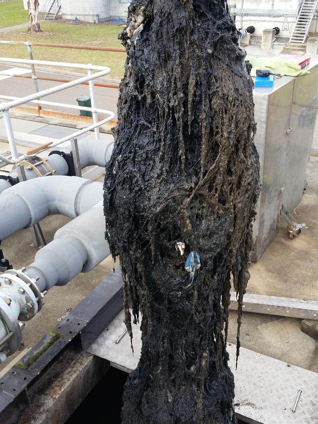 Removal of wet wipes from a treatment plant.