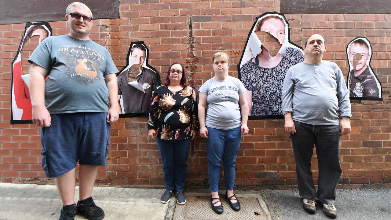 Joshua Clarke, Natasha Tomlinson, Georgia Knoll and Brenden Borellini were all disappointed in the actions of the vandal who damaged the portraits.